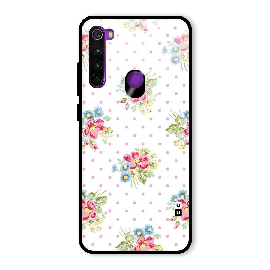 Painted Polka Floral Glass Back Case for Redmi Note 8