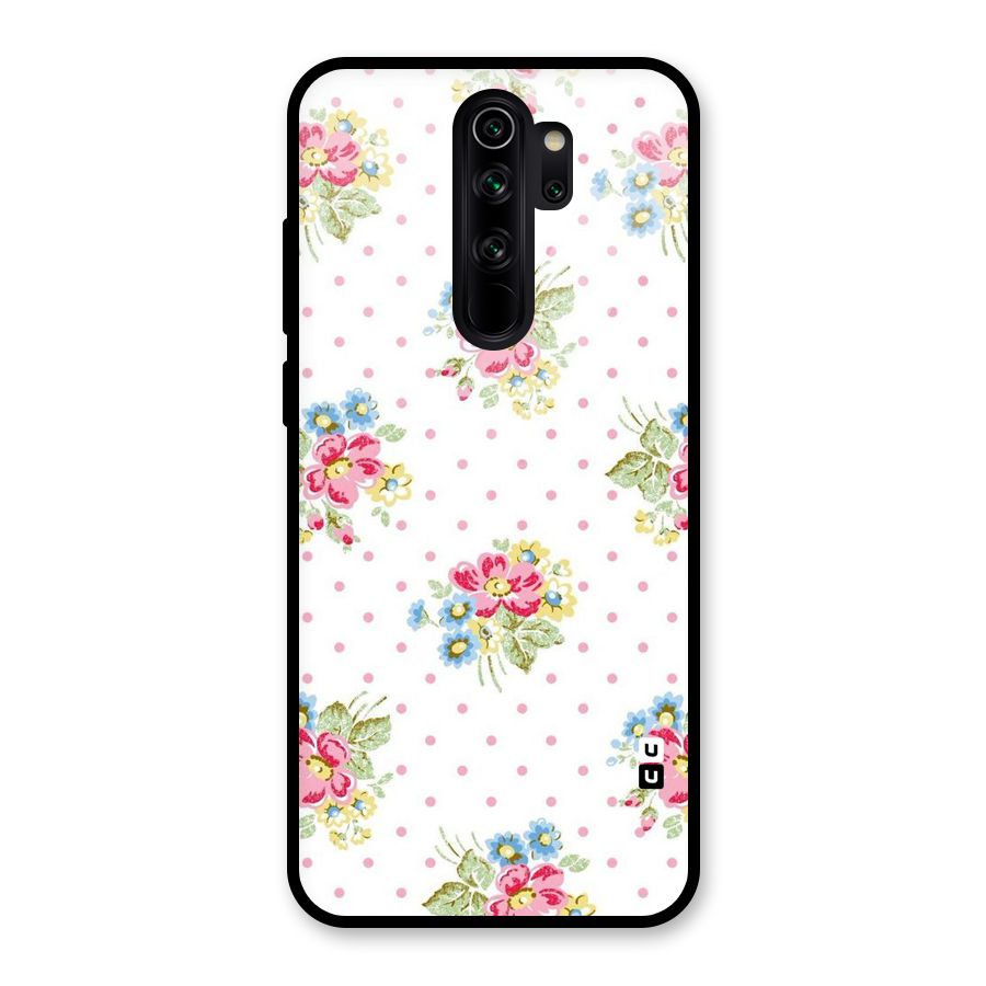 Painted Polka Floral Glass Back Case for Redmi Note 8 Pro