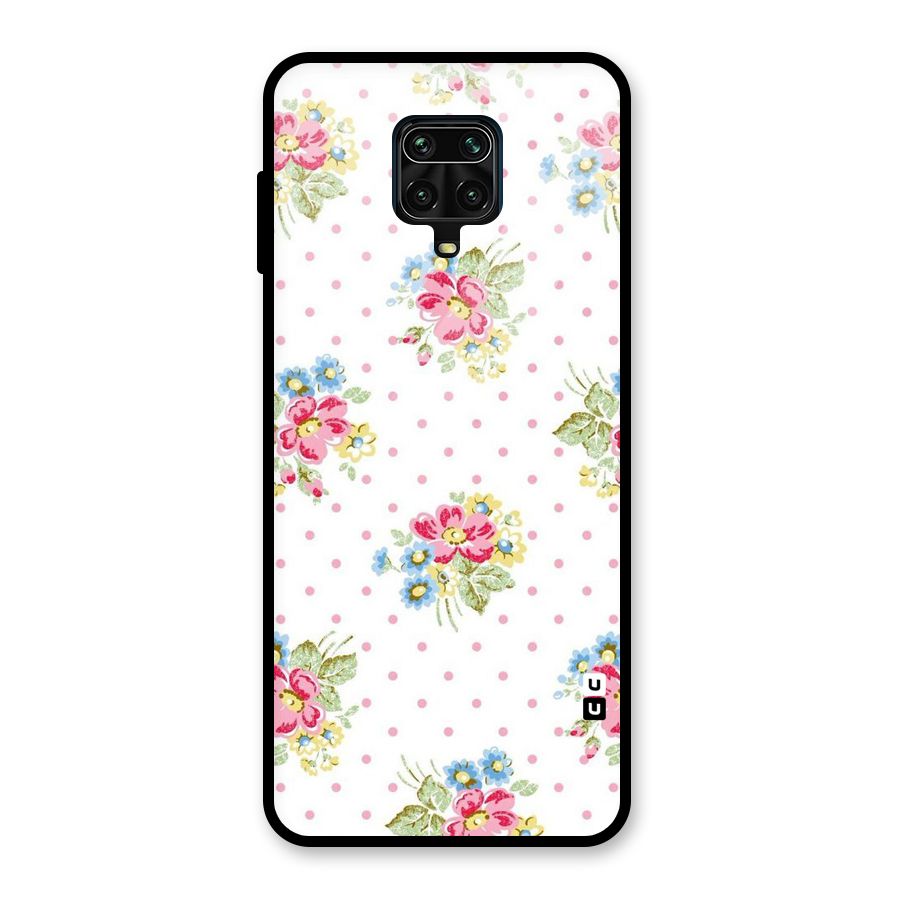 Painted Polka Floral Glass Back Case for Redmi Note 9 Pro Max
