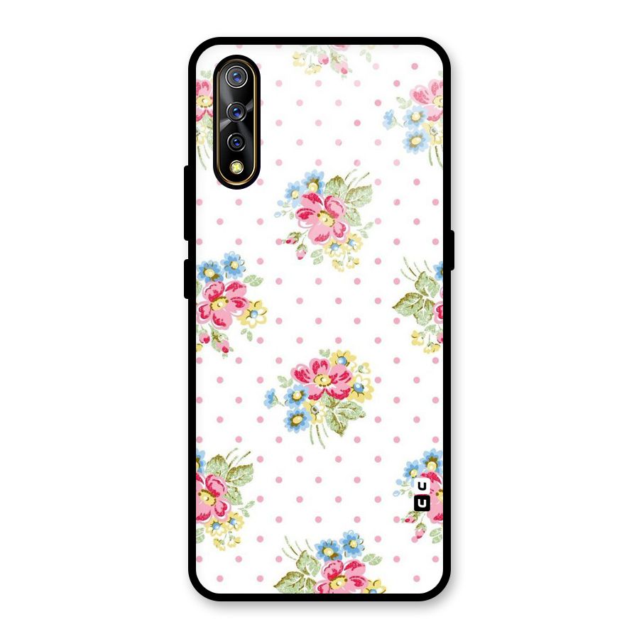 Painted Polka Floral Glass Back Case for Vivo S1