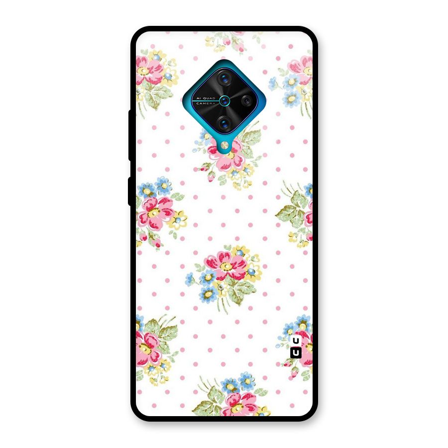 Painted Polka Floral Glass Back Case for Vivo S1 Pro