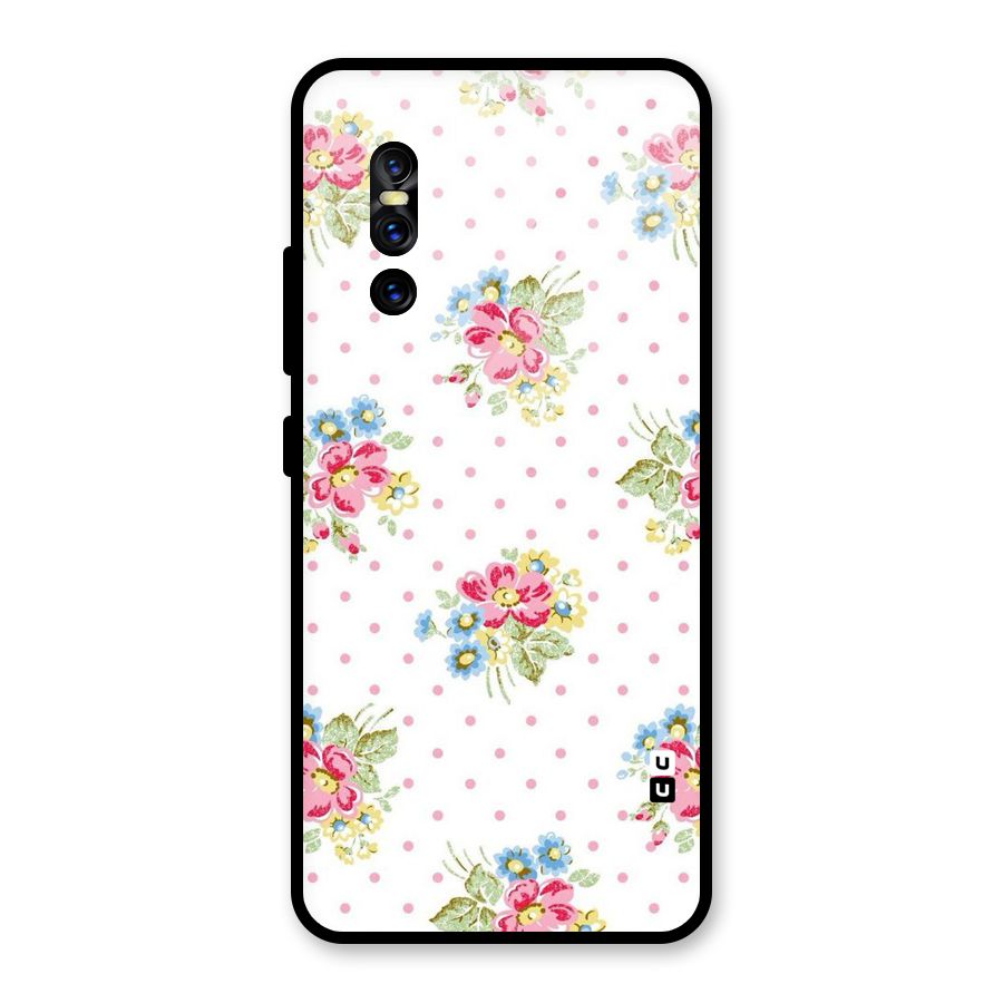 Painted Polka Floral Glass Back Case for Vivo V15 Pro