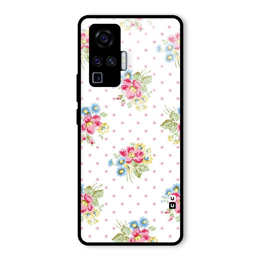 Painted Polka Floral Glass Back Case for Vivo X50 Pro
