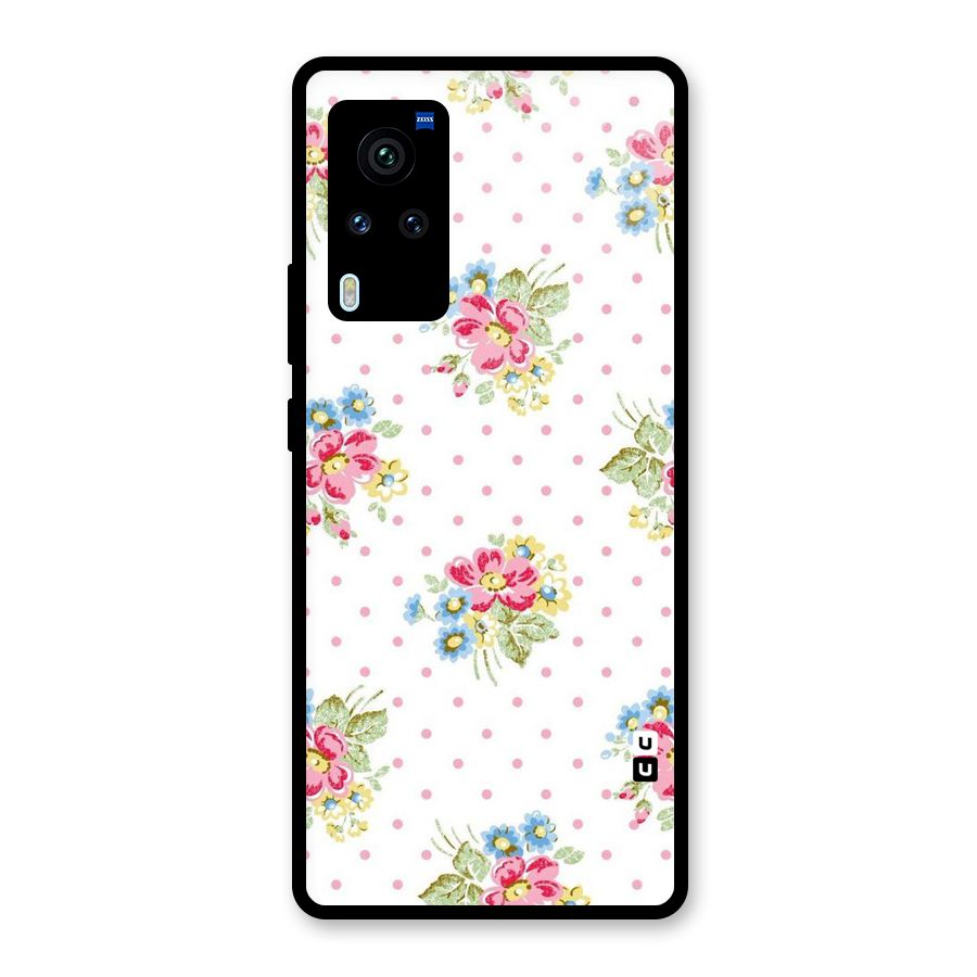 Painted Polka Floral Glass Back Case for Vivo X60 Pro