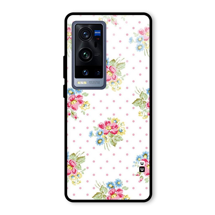 Painted Polka Floral Glass Back Case for Vivo X60 Pro Plus