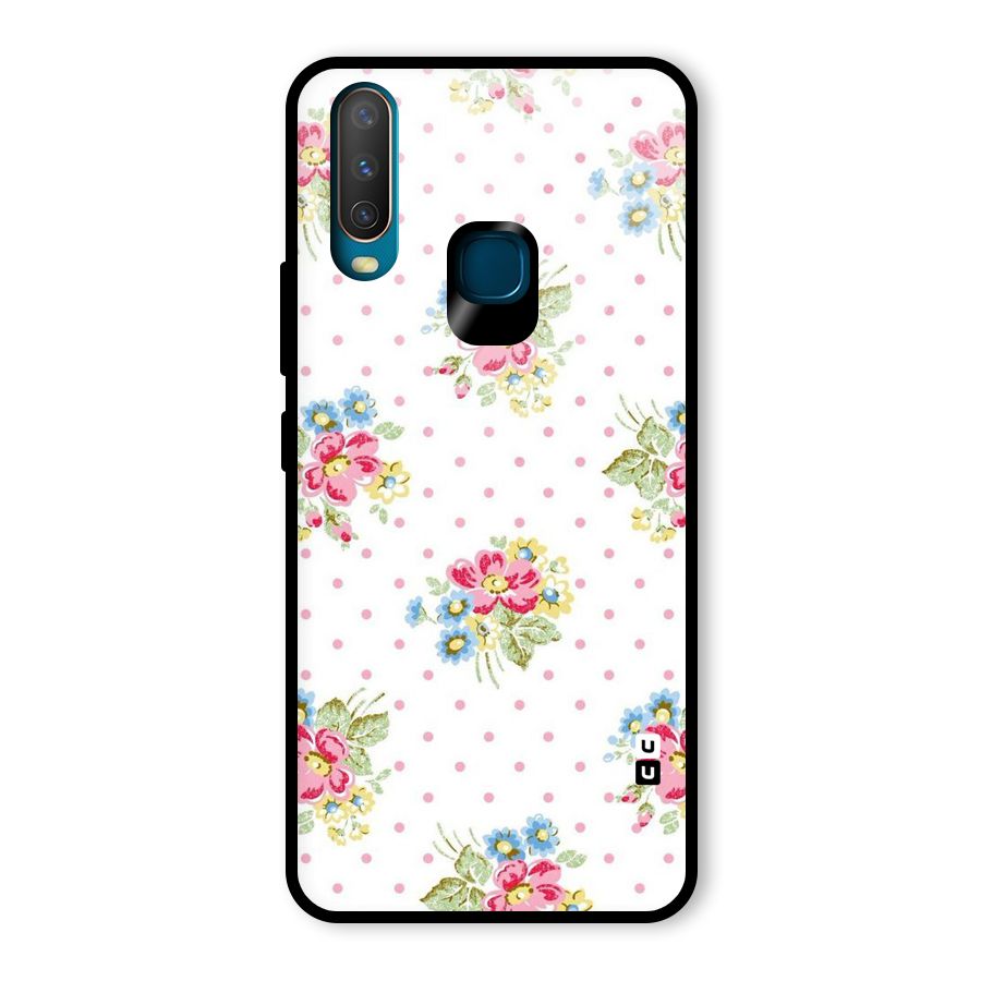 Painted Polka Floral Glass Back Case for Vivo Y15