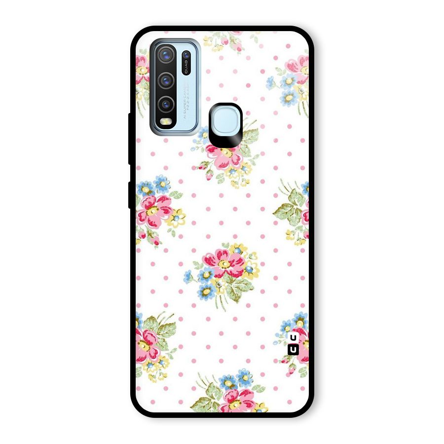 Painted Polka Floral Glass Back Case for Vivo Y30