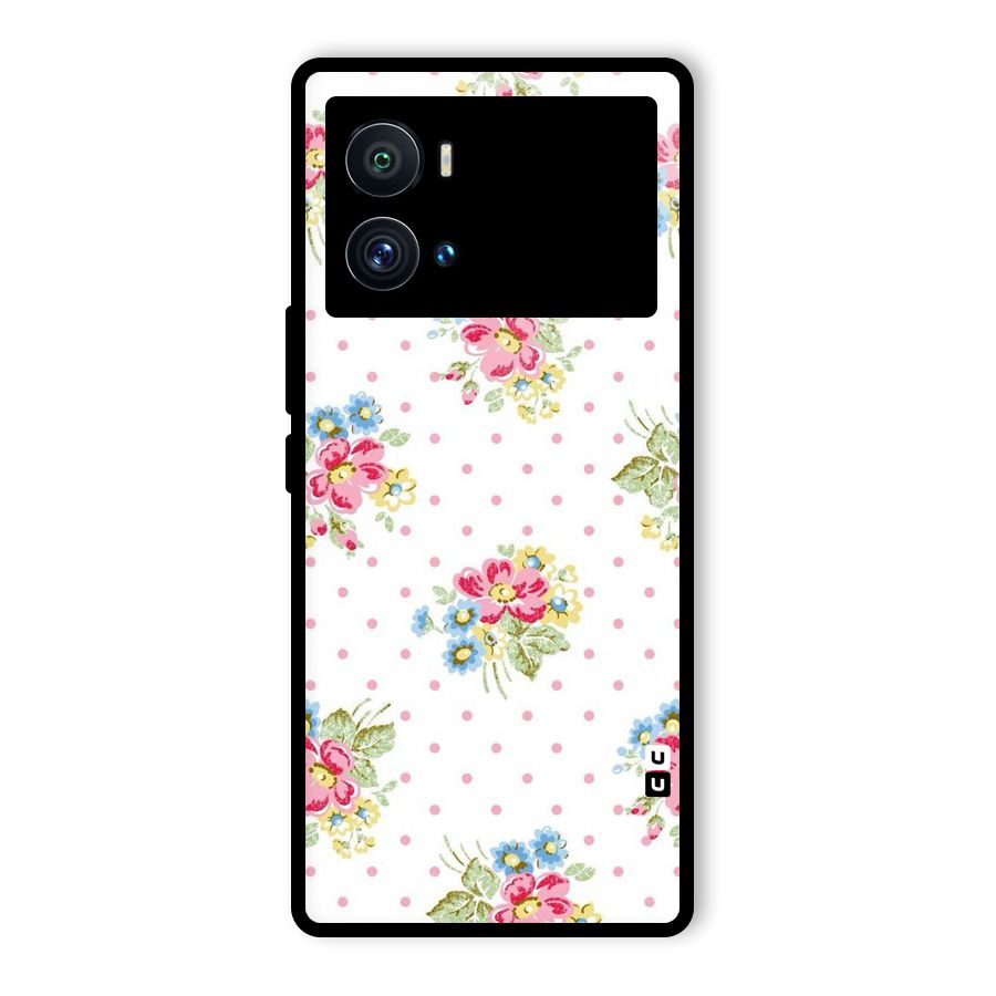 Painted Polka Floral Glass Back Case for Vivo iQOO 9 Pro
