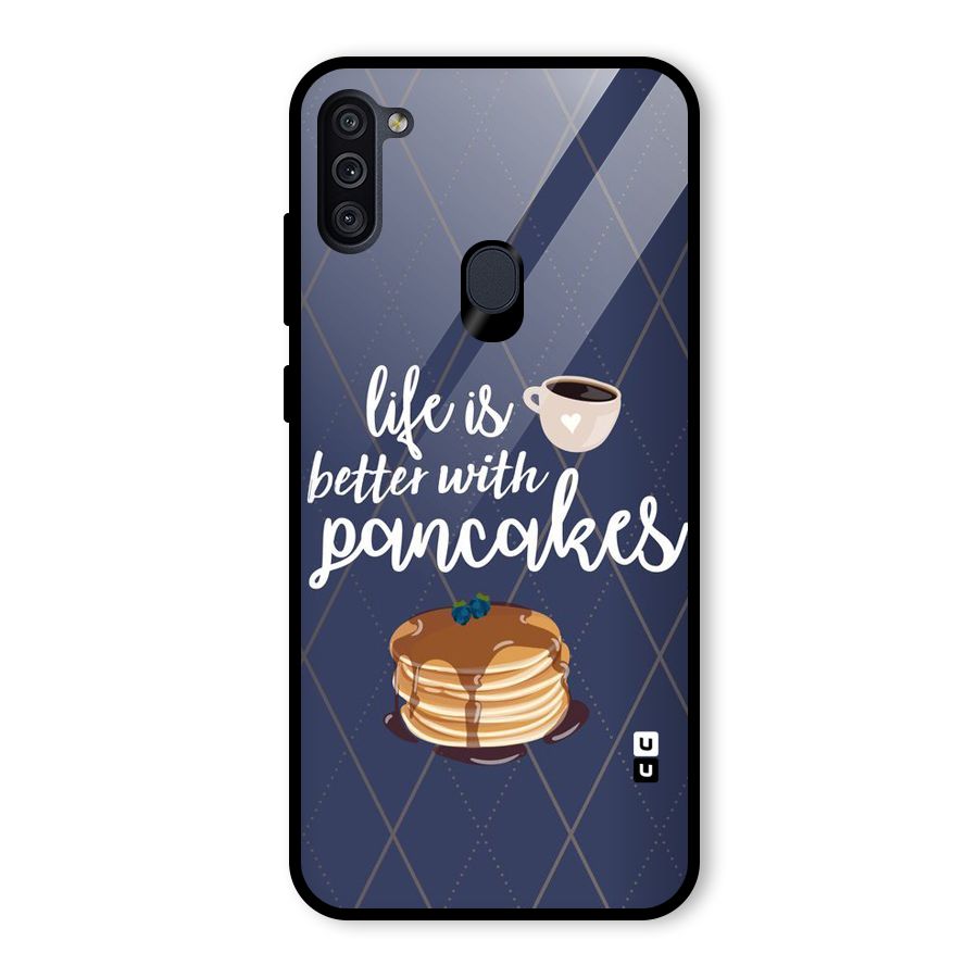 Pancake Life Glass Back Case for Galaxy M11