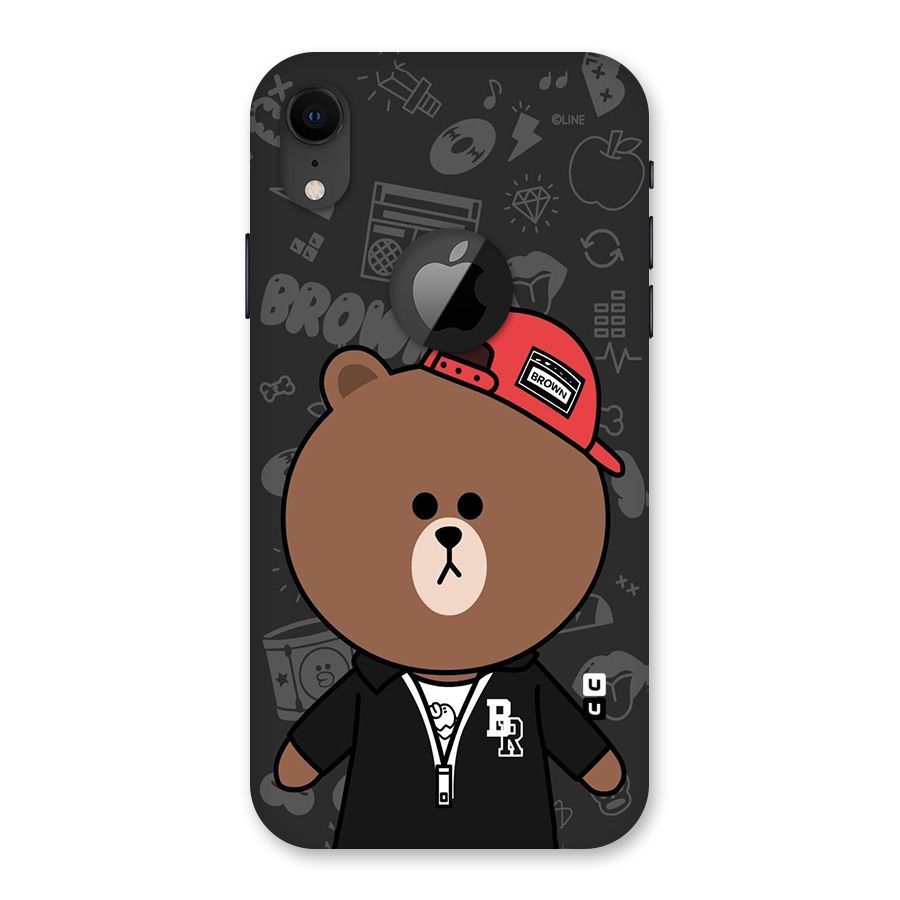 Panda Brown Back Case for iPhone XR Logo Cut