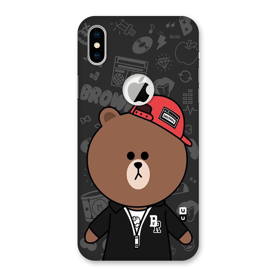 Panda Brown Back Case for iPhone XS Logo Cut