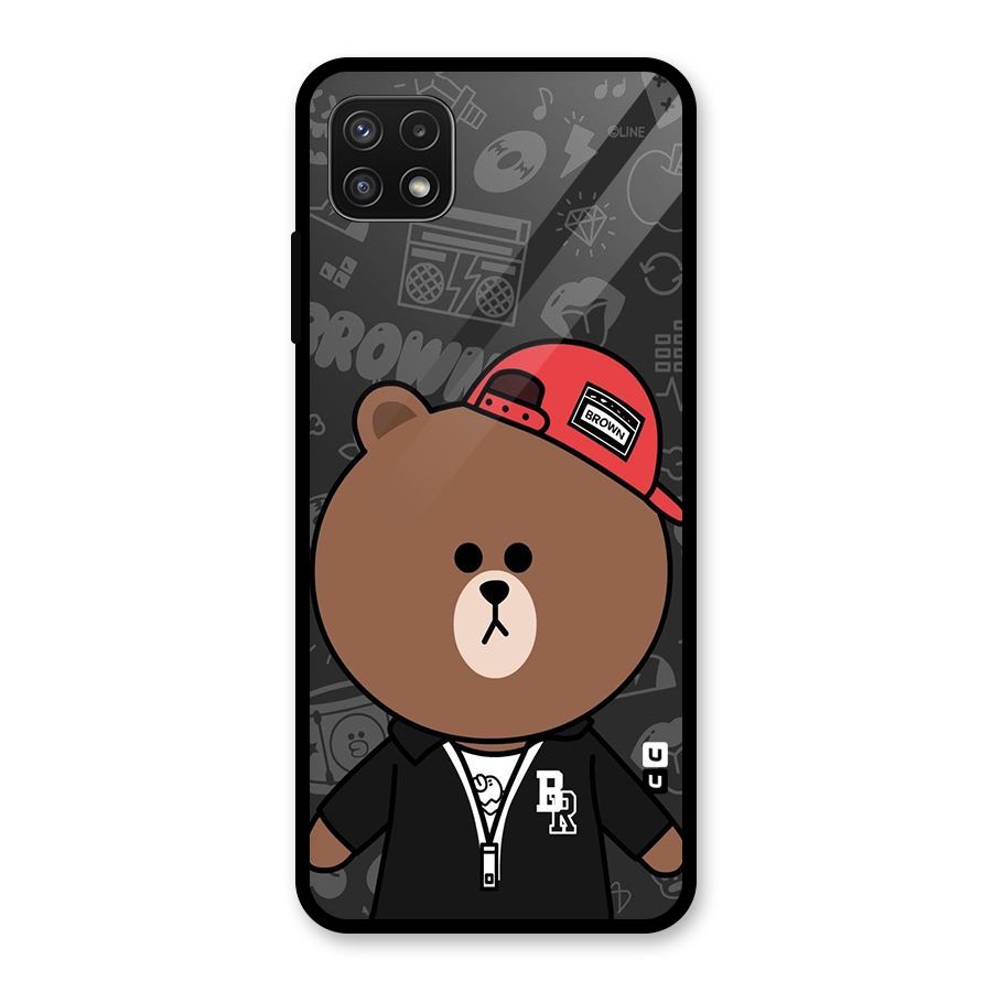 Panda Brown Glass Back Case for Galaxy A22 5G