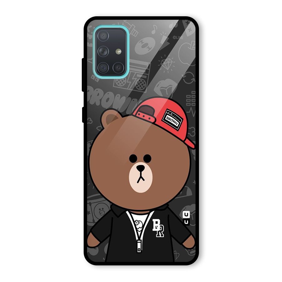 Panda Brown Glass Back Case for Galaxy A71