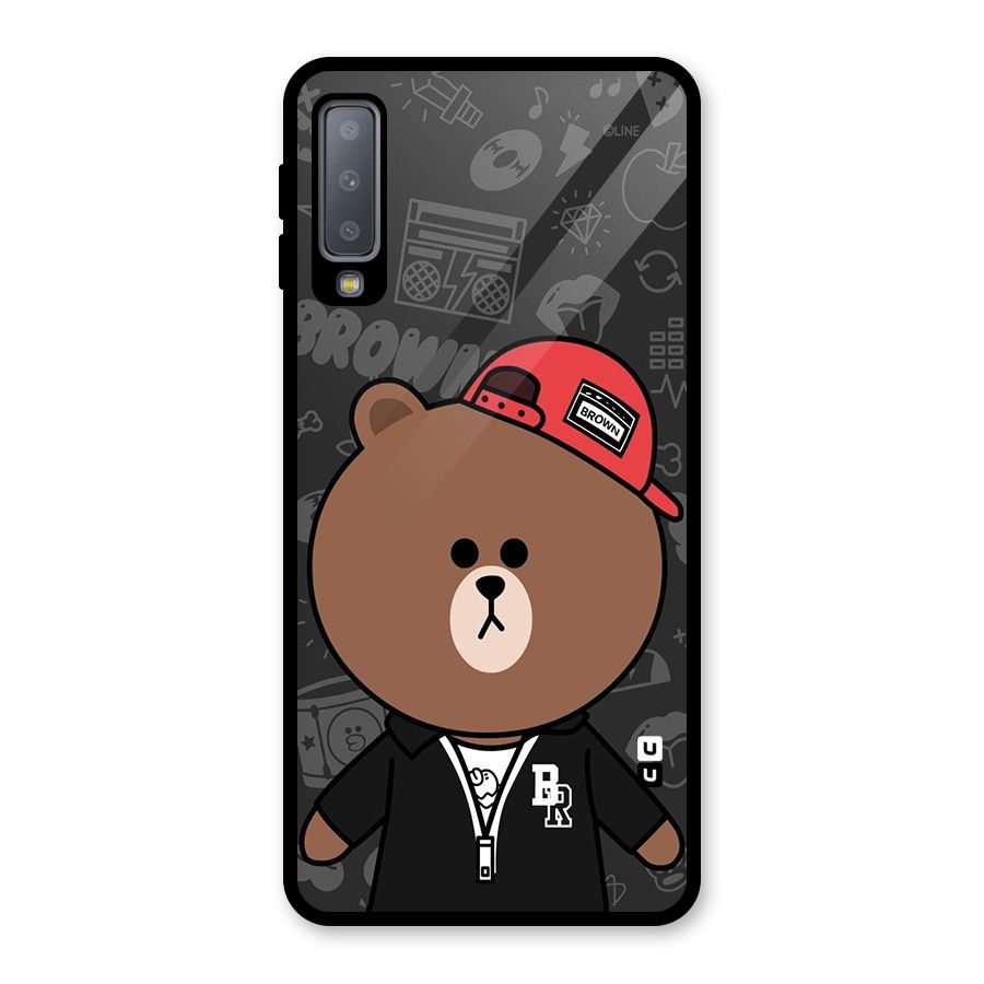 Panda Brown Glass Back Case for Galaxy A7 (2018)