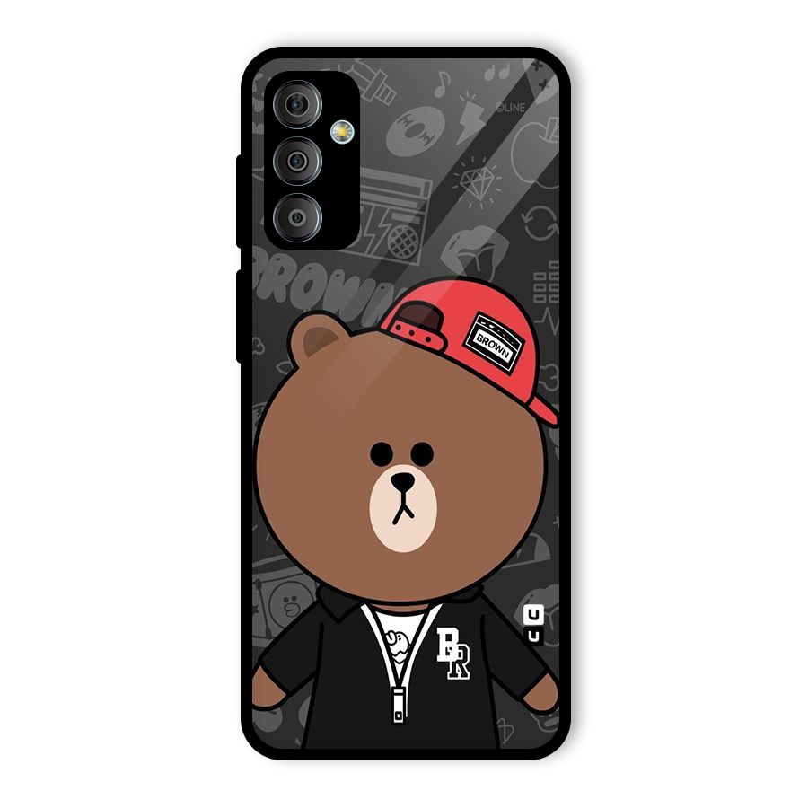 Panda Brown Glass Back Case for Galaxy F23