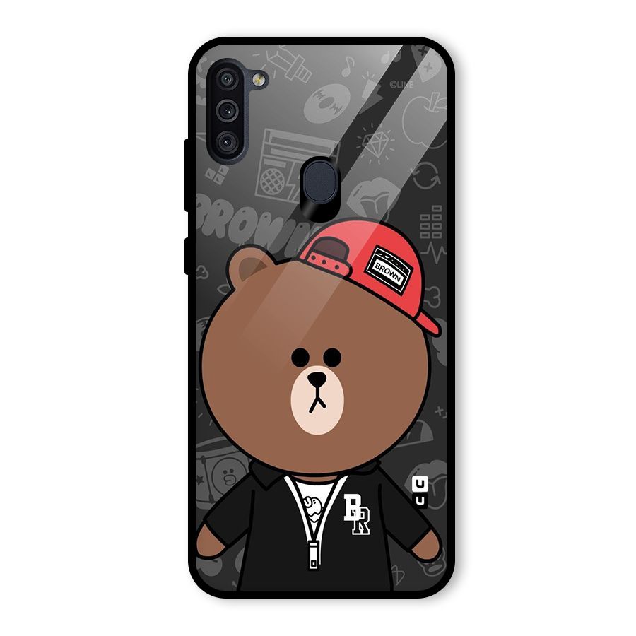 Panda Brown Glass Back Case for Galaxy M11