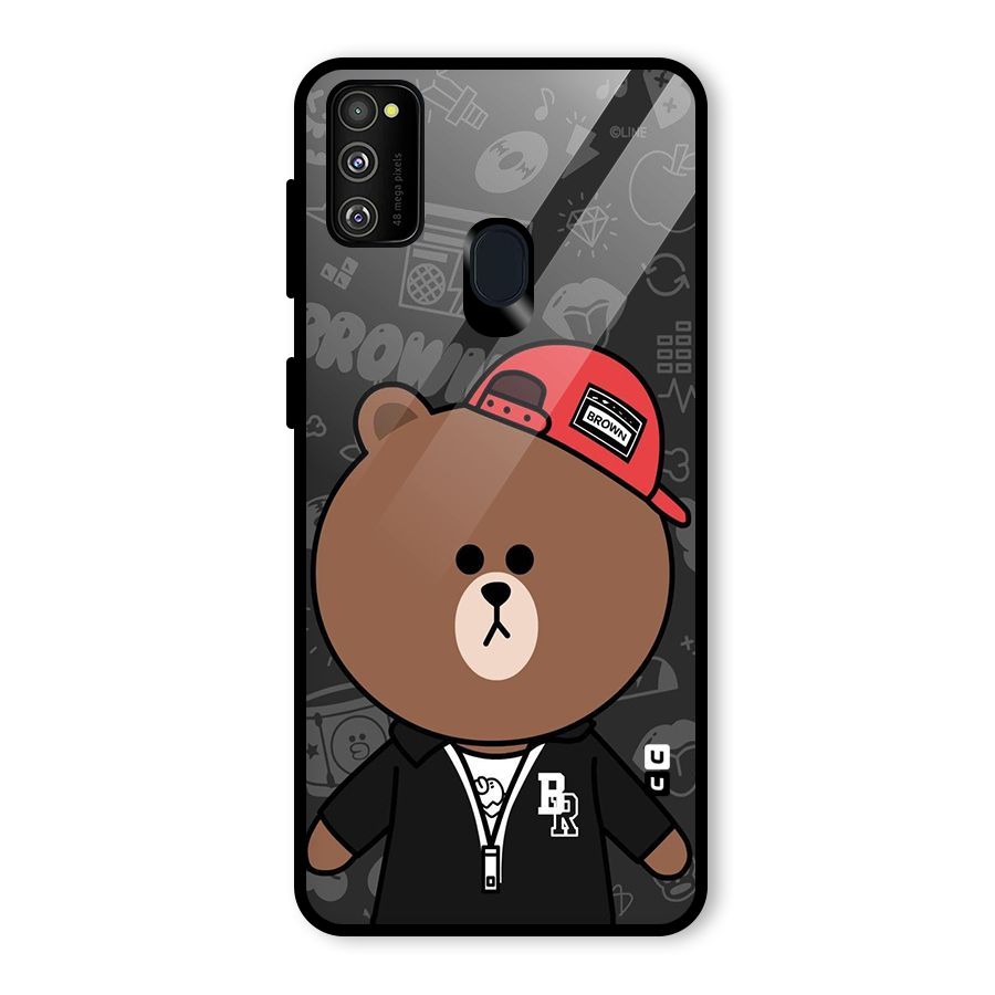 Panda Brown Glass Back Case for Galaxy M30s