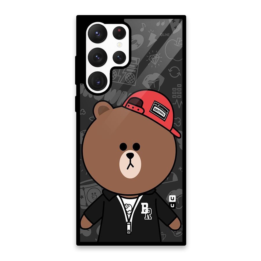 Panda Brown Glass Back Case for Galaxy S22 Ultra 5G