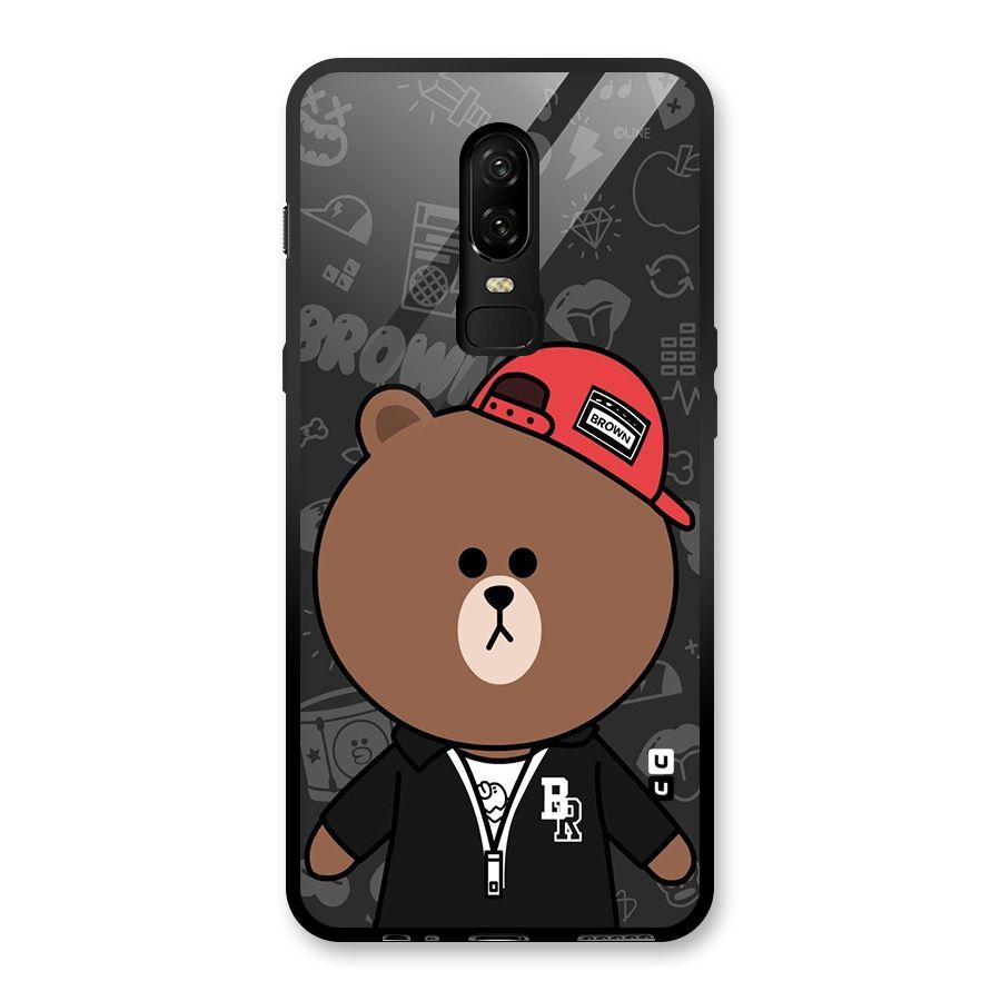 Panda Brown Glass Back Case for OnePlus 6