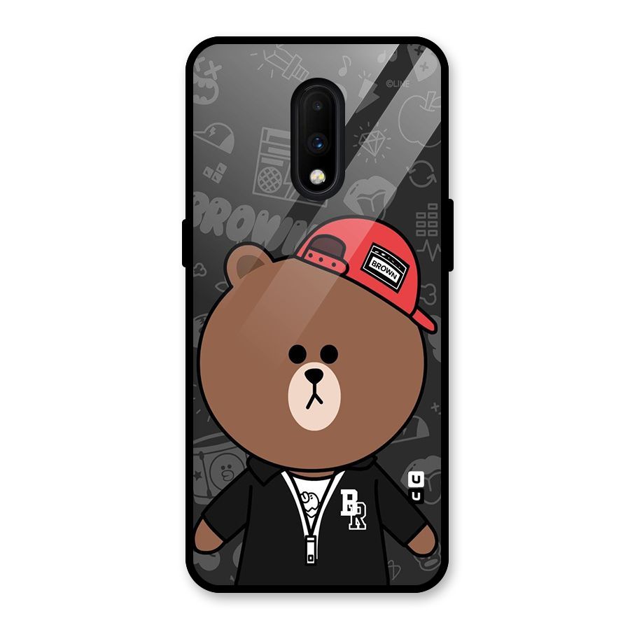 Panda Brown Glass Back Case for OnePlus 7