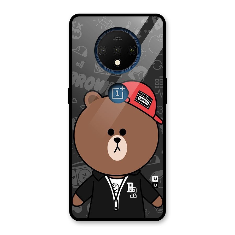 Panda Brown Glass Back Case for OnePlus 7T