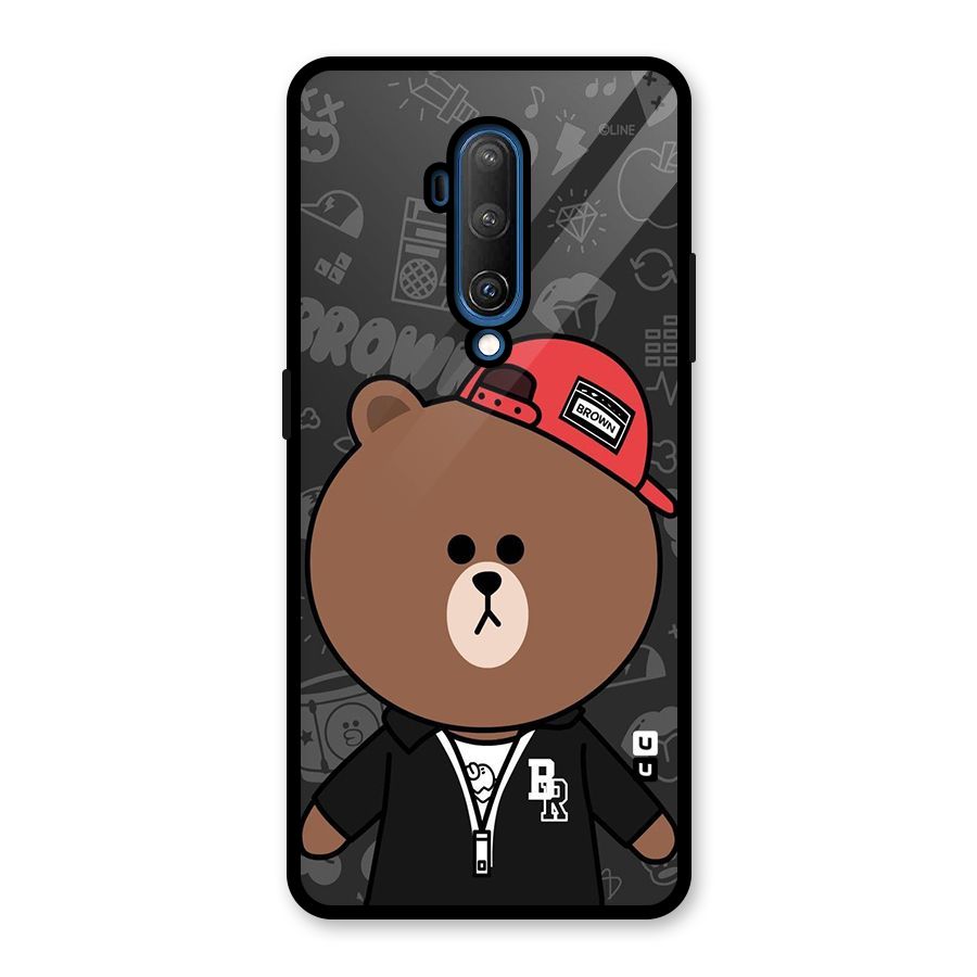 Panda Brown Glass Back Case for OnePlus 7T Pro