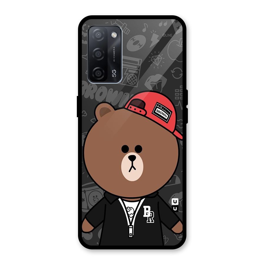 Panda Brown Glass Back Case for Oppo A53s 5G