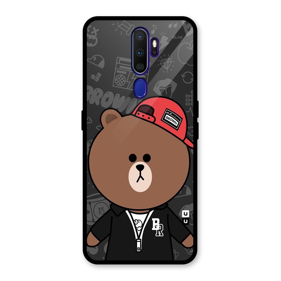 Panda Brown Glass Back Case for Oppo A9 (2020)