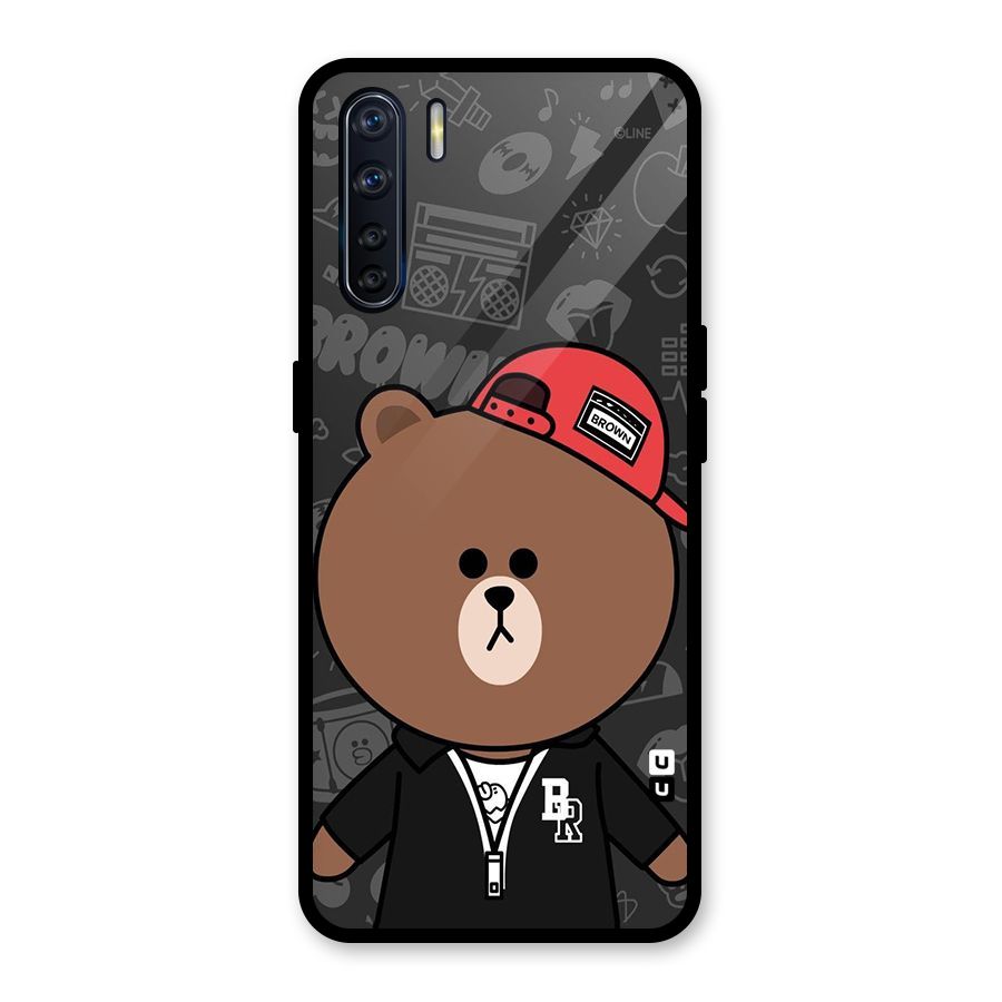 Panda Brown Glass Back Case for Oppo F15