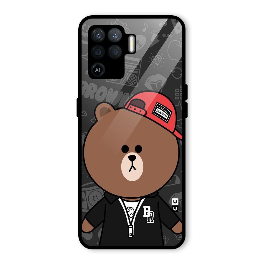 Panda Brown Glass Back Case for Oppo F19 Pro