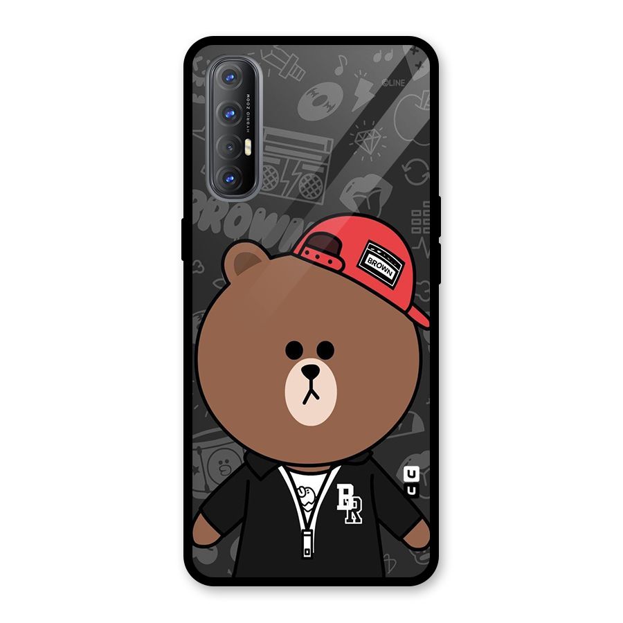 Panda Brown Glass Back Case for Oppo Reno3 Pro