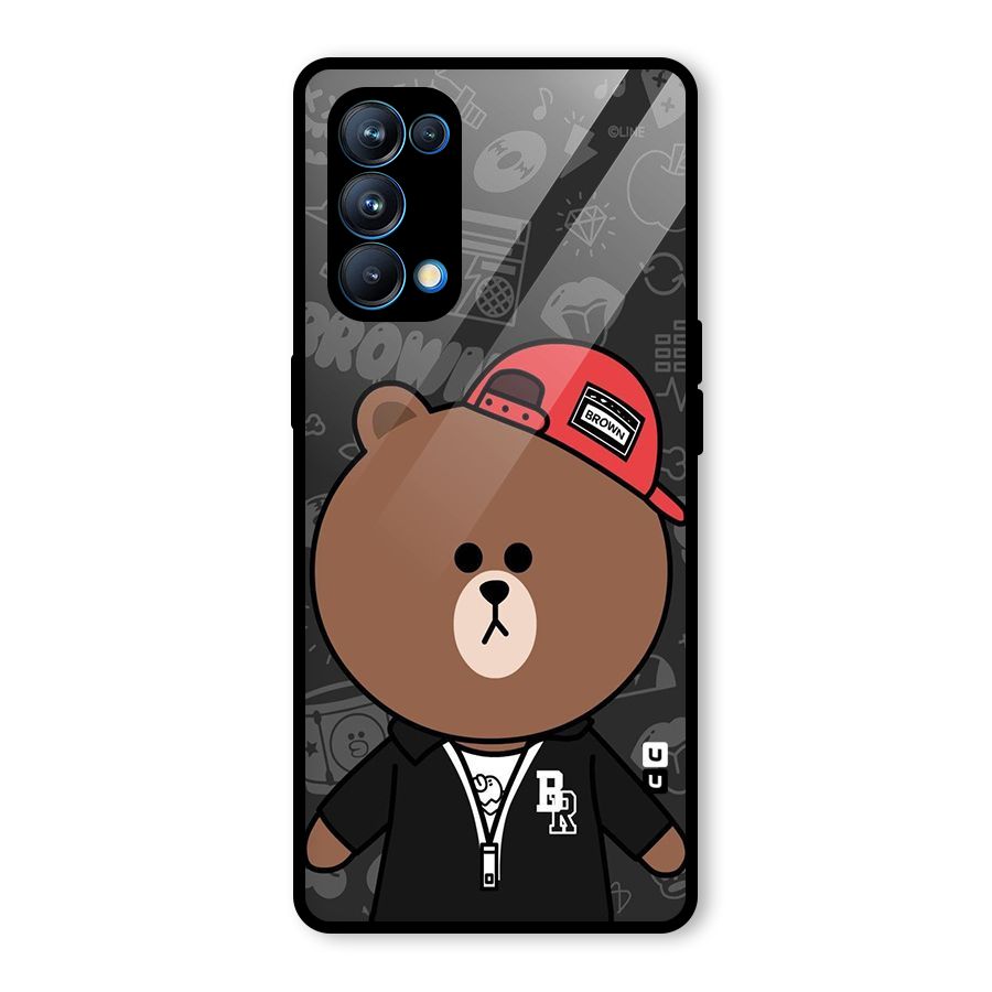 Panda Brown Glass Back Case for Oppo Reno5 Pro 5G