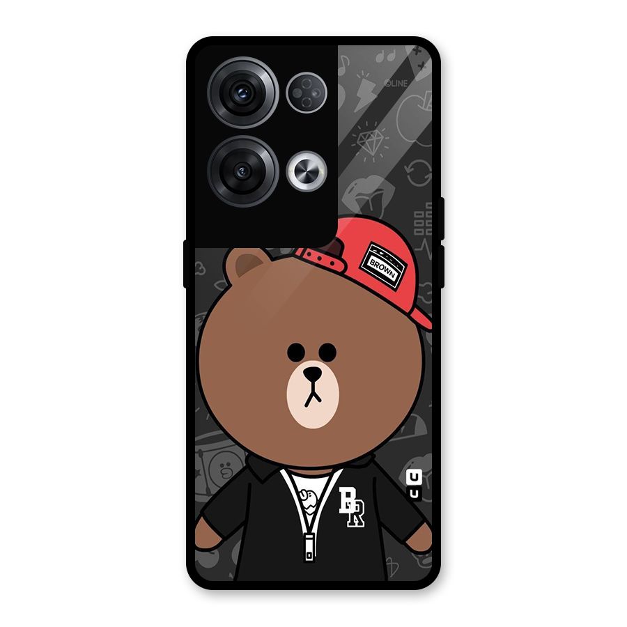 Panda Brown Glass Back Case for Oppo Reno8 Pro 5G
