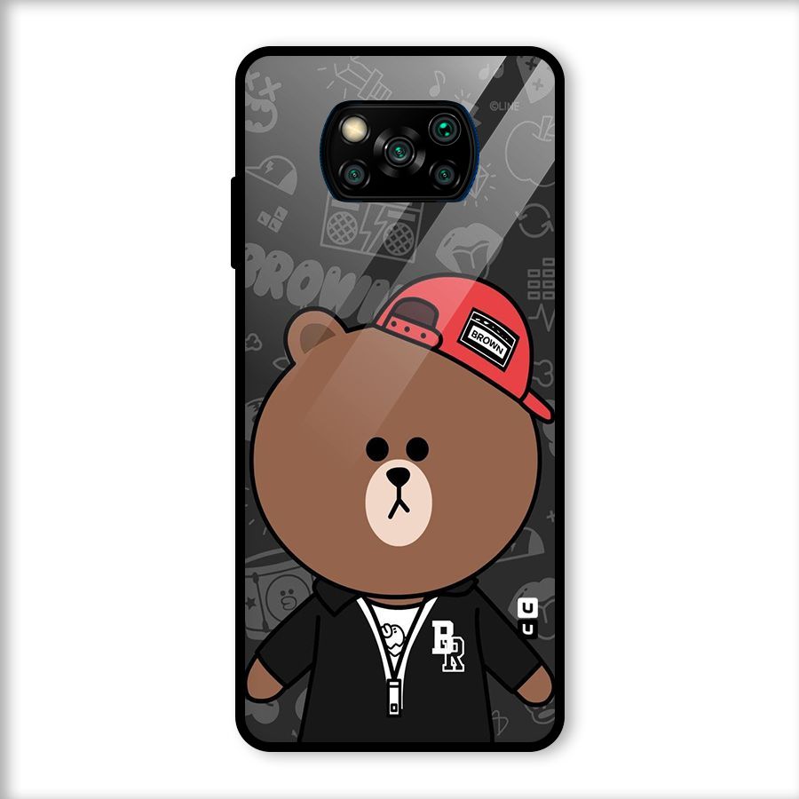 Panda Brown Glass Back Case for Poco X3