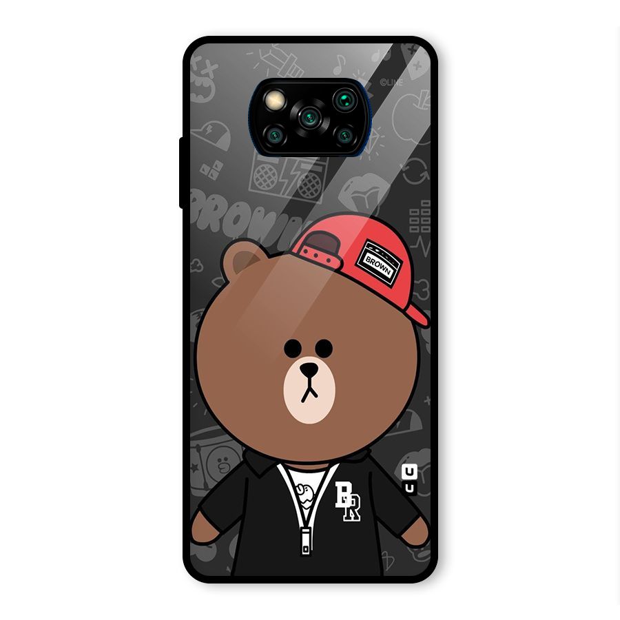 Panda Brown Glass Back Case for Poco X3 Pro