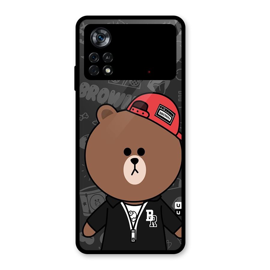 Panda Brown Glass Back Case for Poco X4 Pro 5G