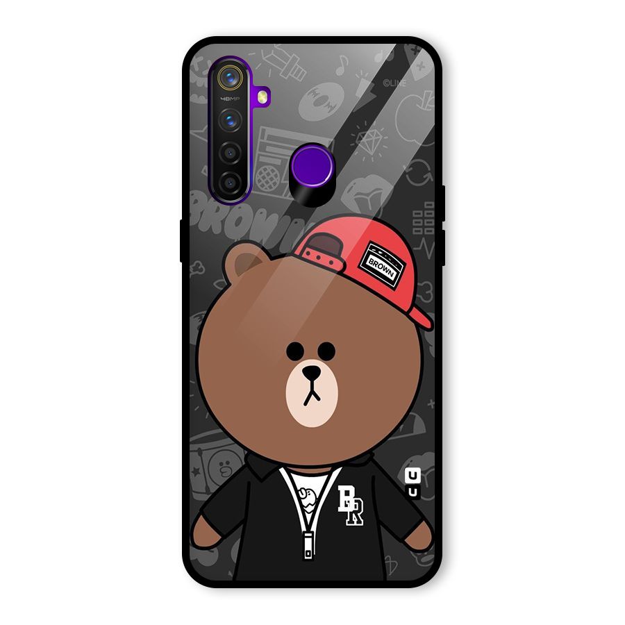 Panda Brown Glass Back Case for Realme 5 Pro