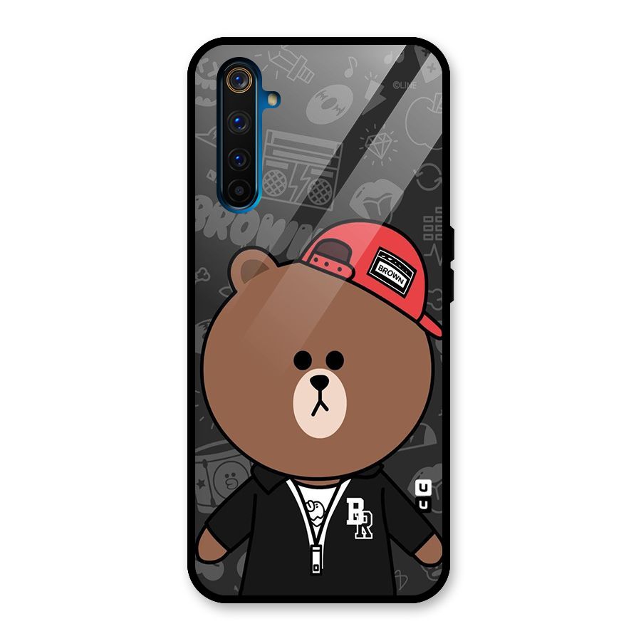 Panda Brown Glass Back Case for Realme 6 Pro