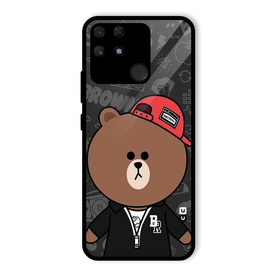 Panda Brown Glass Back Case for Realme Narzo 50A