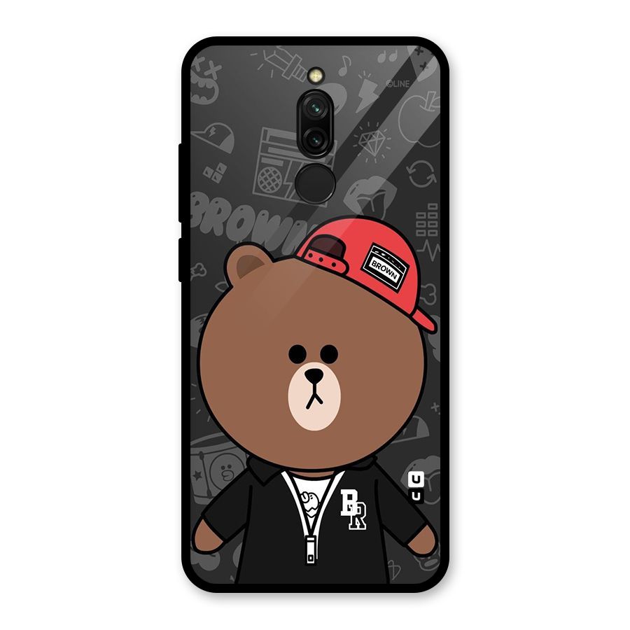 Panda Brown Glass Back Case for Redmi 8