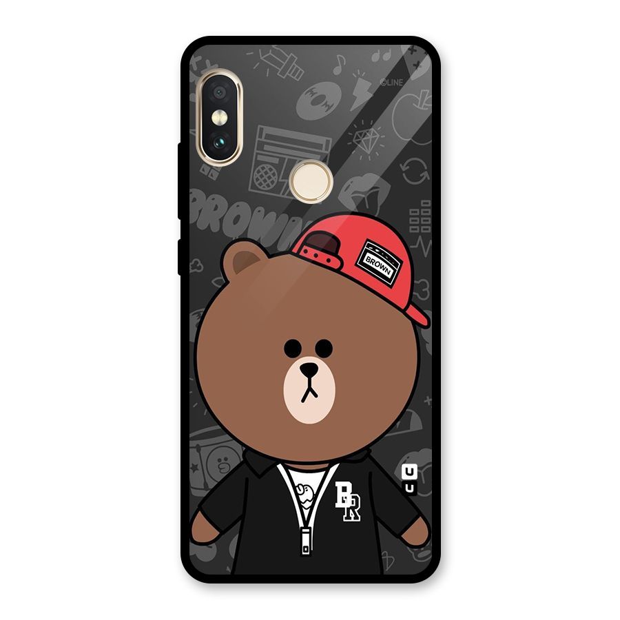 Panda Brown Glass Back Case for Redmi Note 5 Pro