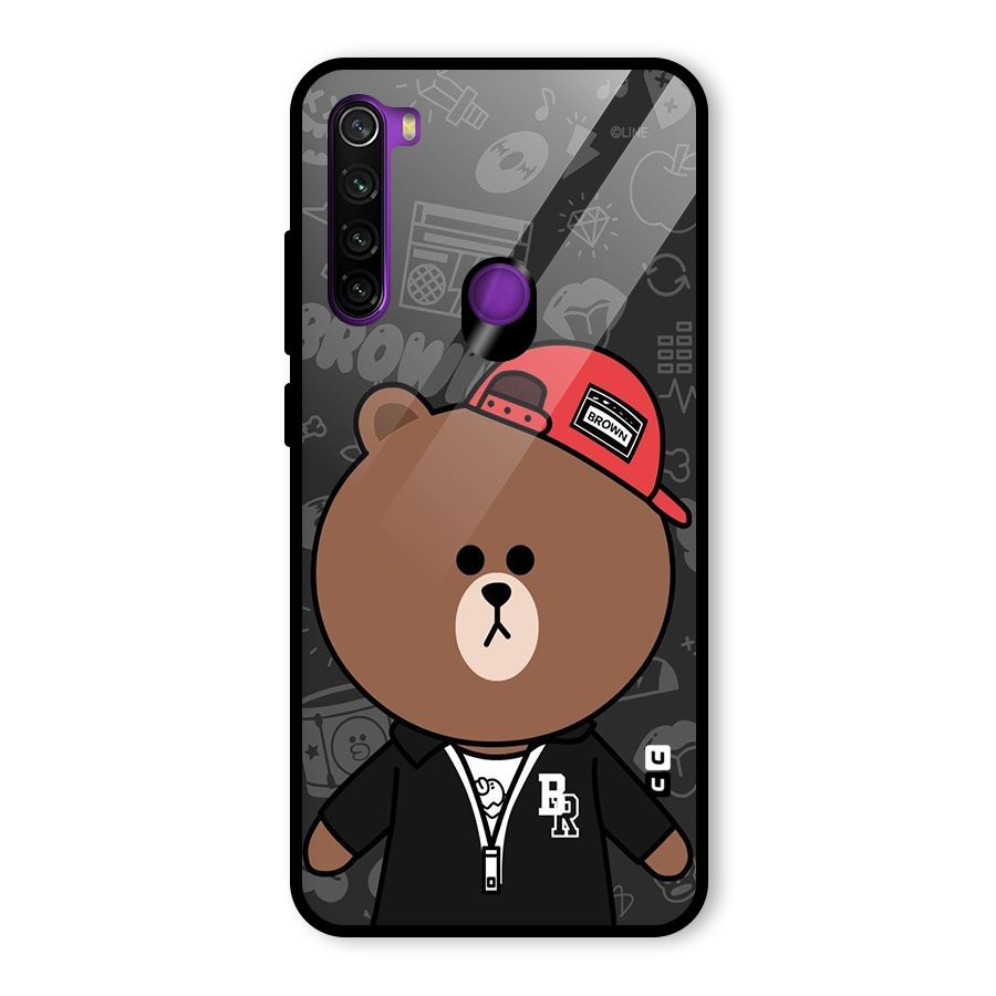 Panda Brown Glass Back Case for Redmi Note 8