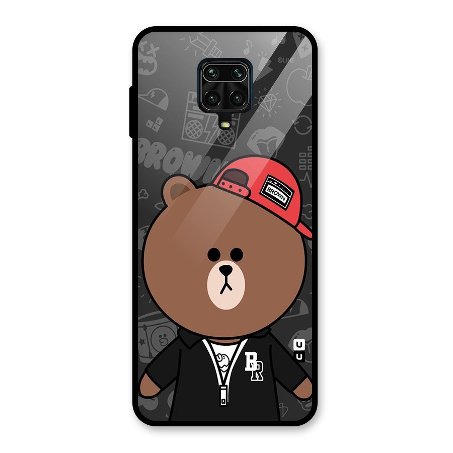 Panda Brown Glass Back Case for Redmi Note 9 Pro