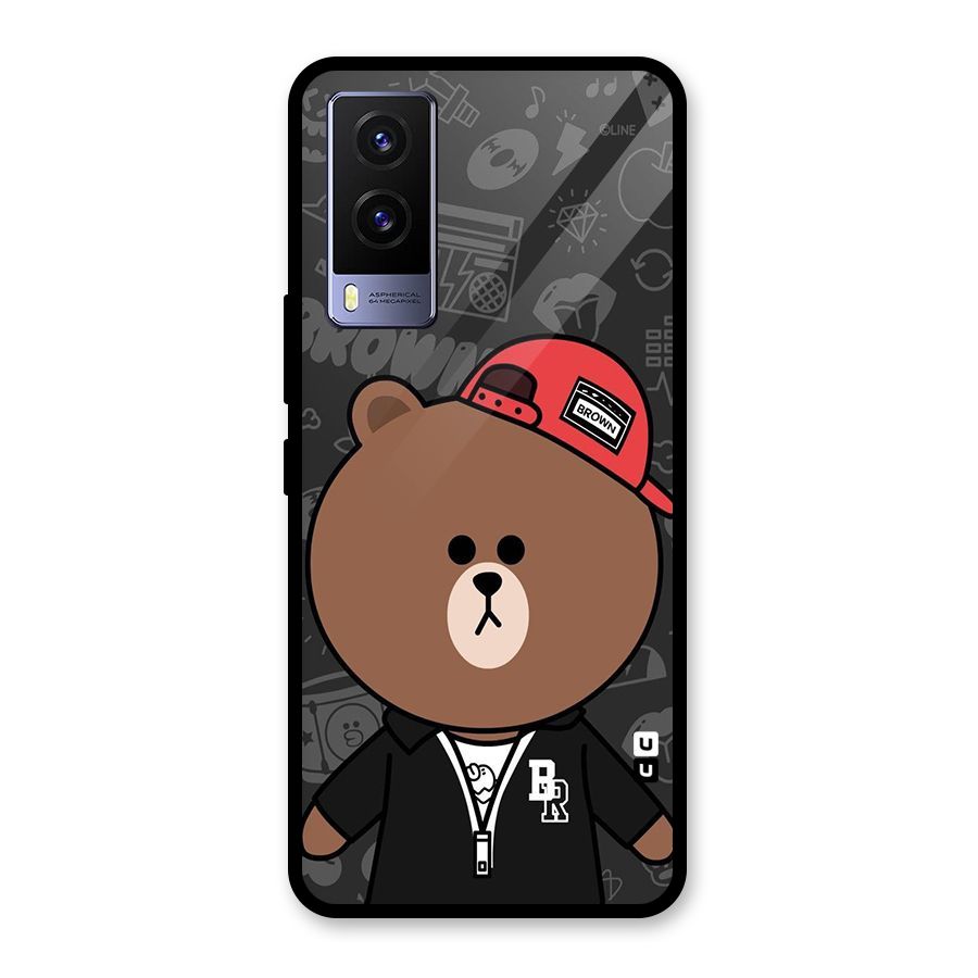Panda Brown Glass Back Case for Vivo V21e 5G