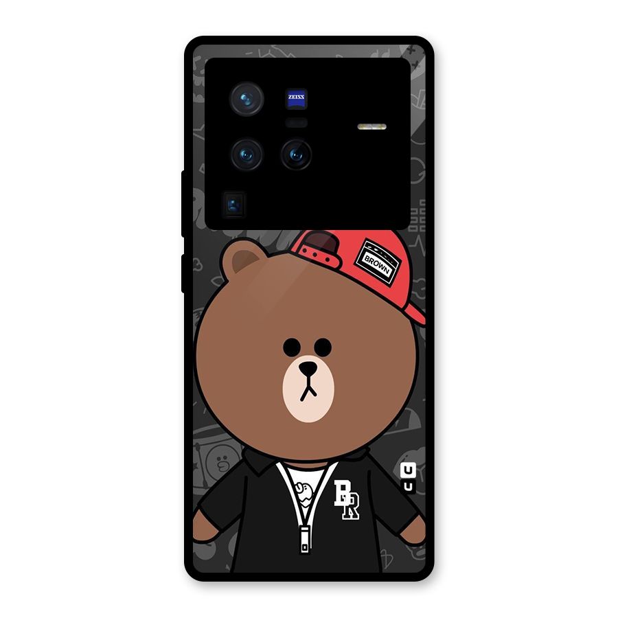 Panda Brown Glass Back Case for Vivo X80 Pro