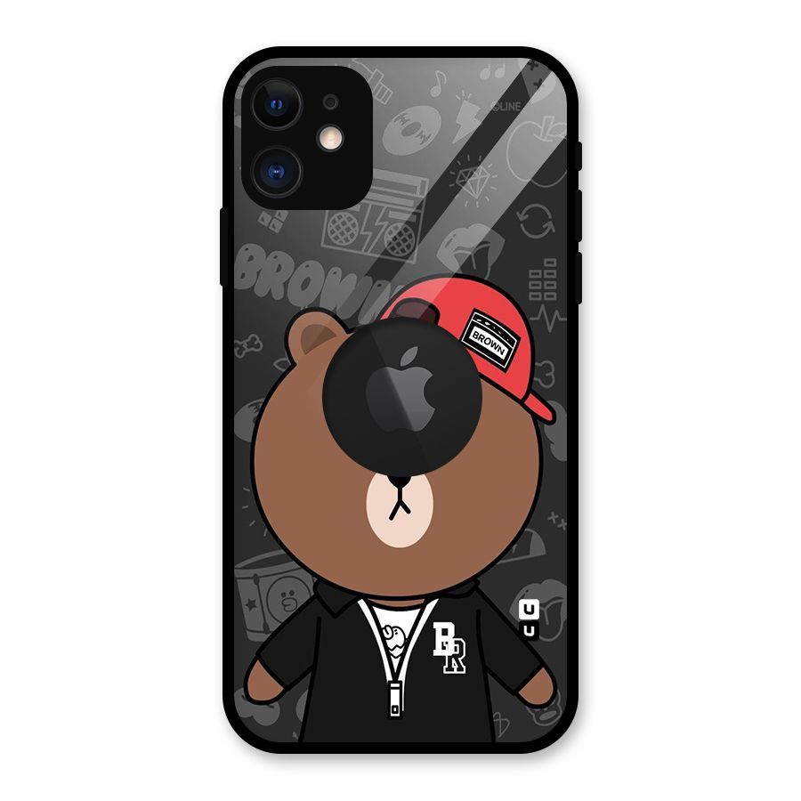 Panda Brown Glass Back Case for iPhone 11 Logo Cut