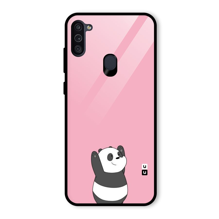 Panda Handsup Glass Back Case for Galaxy M11