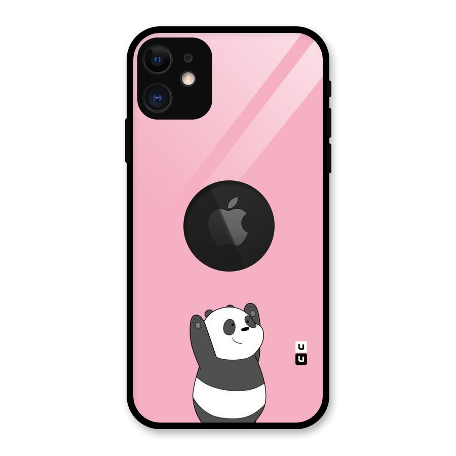 Panda Handsup Glass Back Case for iPhone 11 Logo Cut