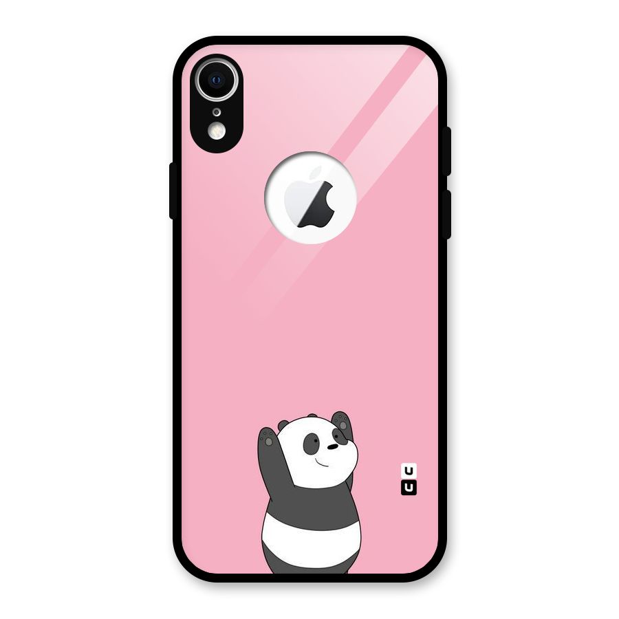 Panda Handsup Glass Back Case for iPhone XR Logo Cut