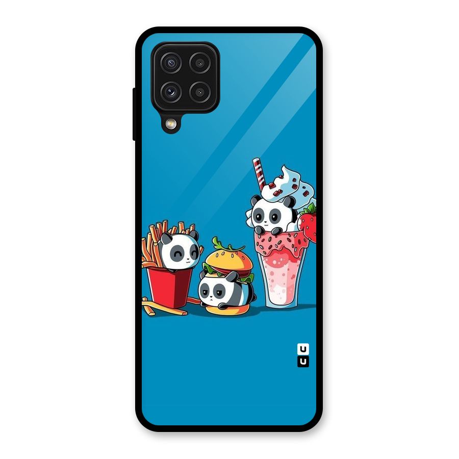 Panda Lazy Glass Back Case for Galaxy A22 4G